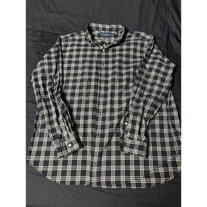 Ralph Lauren Classic Fit Plaid Button Down Shirt Mens XXL Navy Blue White Pony